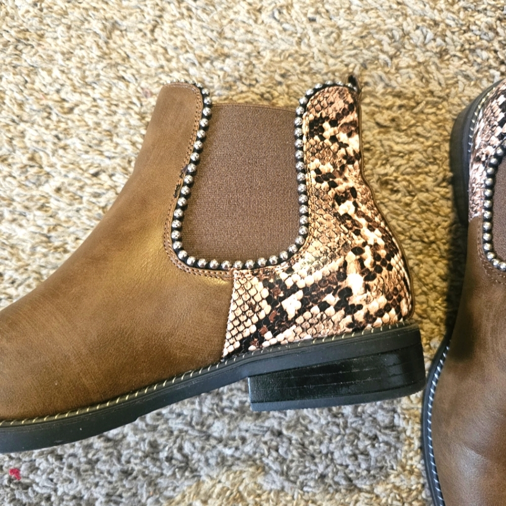 Brown Animal Print Ankle Boots